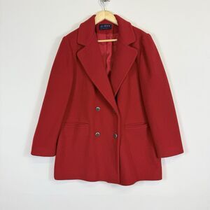 J.G. Hook Vintage Red 100% Wool‎ Double Breasted Blazer Jacket Coat Women's XL